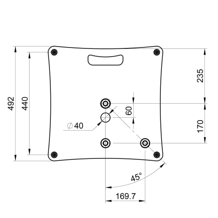 Image nº3 du produit Stick-SW Hilec - Pied pour enceinte avec embase lourde carrée • Tube de rallonge de 35 mm • 2 filetages M20 pour une