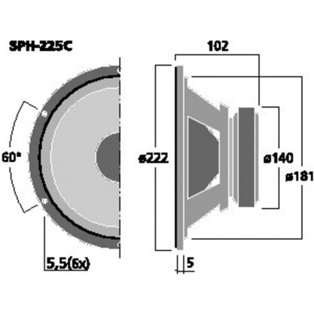 Image secondaire du produit Haut parleur 8 pouces 8ohms 120W SPH-225C