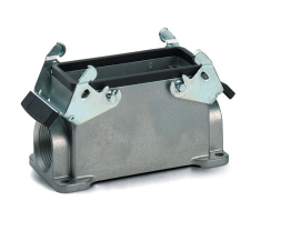 Image principale du produit Embase haute avec verrouillage et sortie latérale pour harting 10 pôles sortie M20