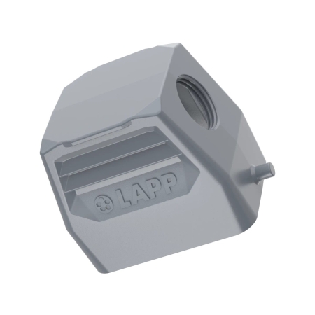 Image principale du produit Capot à sortie latérale pour connecteur Type Harting 6 pôles sortie M20