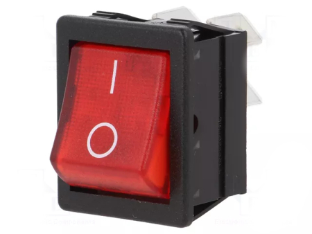 Image principale du produit Interrupteur à bascule bipolaire 16A Rouge avec temoin lumineux
