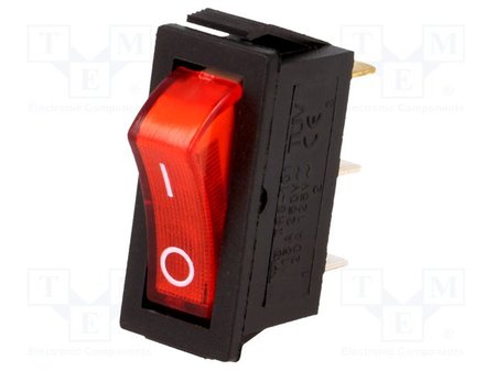 Image principale du produit Interrupteur à bascule lumineux Rouge 1NO On-Off
