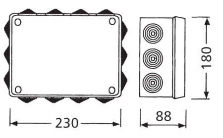 Image secondaire du produit Boîte étanche 220x170x80 14 cônes noirs