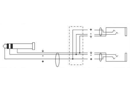 Image secondaire du produit Câble Jack stéréo mâle vers 2 femelle câblage en Y
