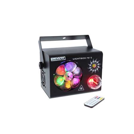 Image principale du produit Lightbox 70S Power lighting - Effet 4 en 1 Sphéro + Gobo + Strobe + Laser bicolore avec télécommande