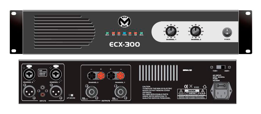Image principale du produit Amplificateur MacMah ECX-150 2 X 100W sous 8 ohms