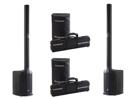 Image principale du produit Pack de 2 MOJO1200LINEEVO Audiophony enceinte à colonne 2x 300W RMS avec bluetooth, mixeur et DSP + housses