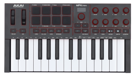 Image principale du produit MPK Mini IV-B Akai - Clavier mini noir 25 touches 8 pads 8 rotatifs