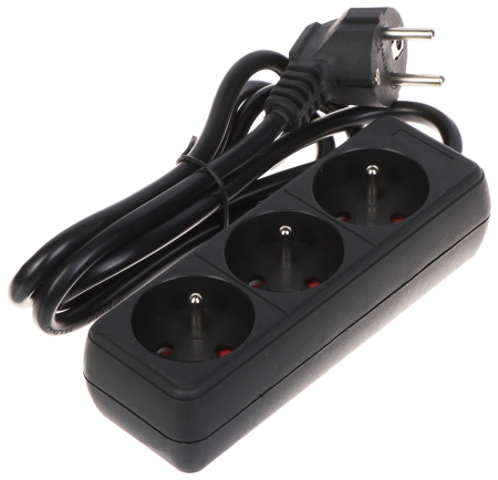 Image principale du produit Multiprise noire 3 prises 16A 3x1.5mm2 1,3m rallonge