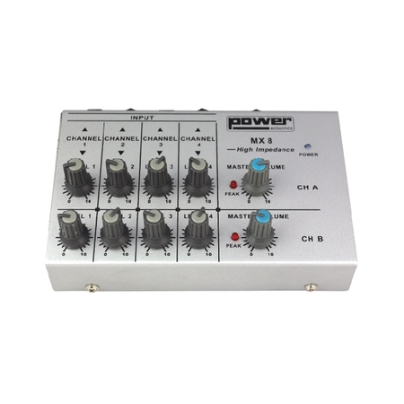 Image principale du produit MX8 power acoustics Console de Mixage sur pile ou secteur