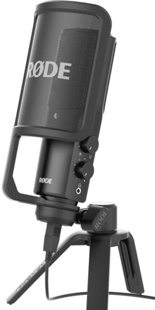 Image principale du produit NT-USB Rode - Microphone electret cardioïde avec sortie casque jack 3.5mm pour Podcast - studio
