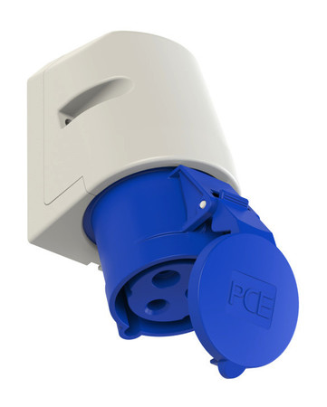 Image principale du produit Socle P17 femelle 32A Monophasé 3 points 240V IP44 bleue standard à vis