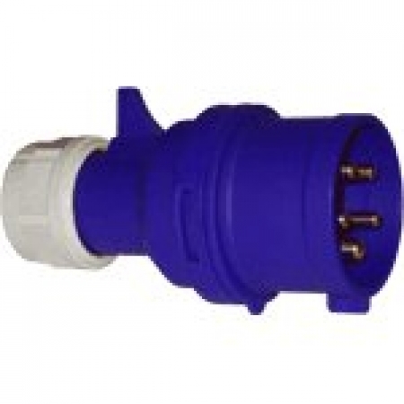 Image principale du produit Prise P17 male 16A Tetrapolaire 230V 5 points IP44 Bleu Tetra 230v