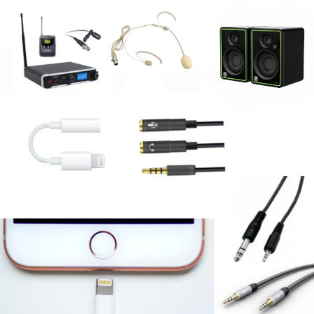 Image principale du produit Pack audio conférence micro serre tête sport sans fil et enceintes home sans fil pour apple lightning