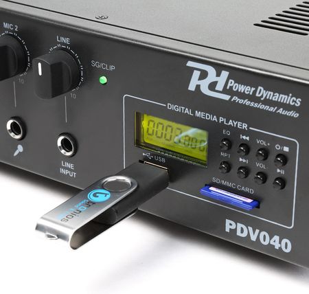 Image nº3 du produit PDV040 Power Dynamics Amplificateur public adress 40w 100V avec lecteur multimédia
