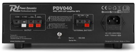 Image nº6 du produit PDV040 Power Dynamics Amplificateur public adress 40w 100V avec lecteur multimédia