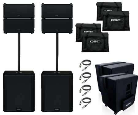 Image principale du produit Pack LA108 6600W QSC - 4 x LA108 et 2 x LS118 Sub avec housses et barres de couplage