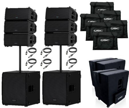 Image principale du produit Pack LA108 7250W QSC - 6 x LA108 et 2 x LS118 Sub avec housses et barres de couplage