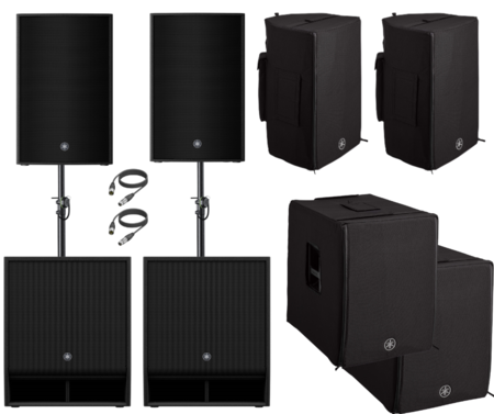 Image principale du produit Pack DZR15 5200W Yamaha - 2 DZR15 + 2 DXS18 XLF avec housses barre de couplage et câbles