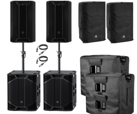 Image principale du produit Pack Icoa Pro15 6000W - 2 Icoa pro 15 + 2 Icoa Pro SUB 21 avec housses LD systems et barres de couplage