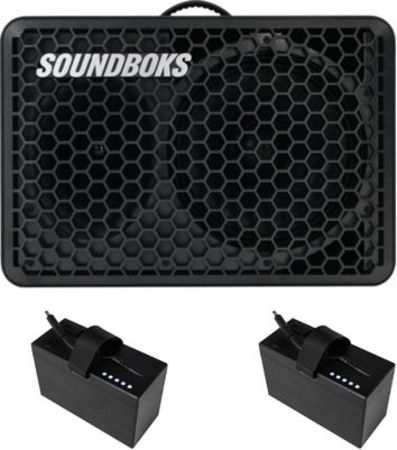 Image principale du produit Pack Sounboks GO + batterie supplémentaire - Enceinte autonome IP65 noire avec 2 batteries USB-c