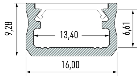 Image secondaire du produit Profilé de surface typeA 16X9mm pour ruban 13mm de largeur max laqué noir 2m