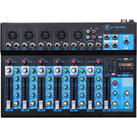 Image principale du produit Q7 MK2 USB OQAN - Table de mixage 6 entrées + USB + BT + effet