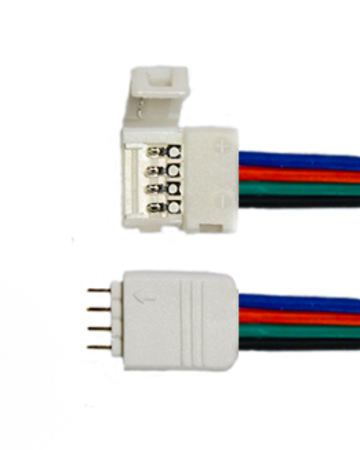 Image principale du produit Connecteur pour ruban led RVB 5050 à 4 contacts avec sortie 4 broches