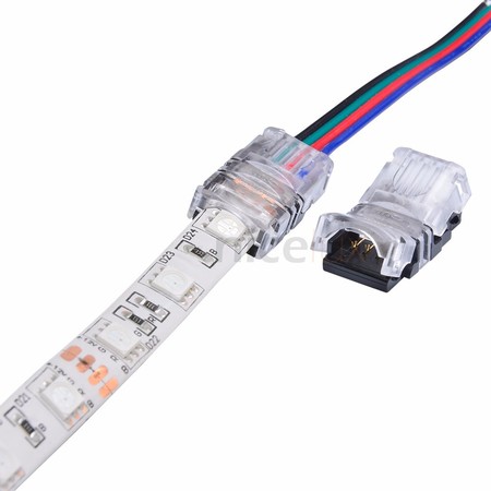 Image principale du produit Connecteur pour connecter un câble 4 fils sur un ruban led RGB