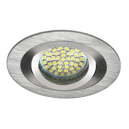 Image principale du produit Plafonnier aluminium brossé chromé rond encastré spot orientable sans lampe