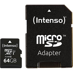 Image principale du produit INTENSO 3424490 - Carte micro SD avec adaptateur 64Gb