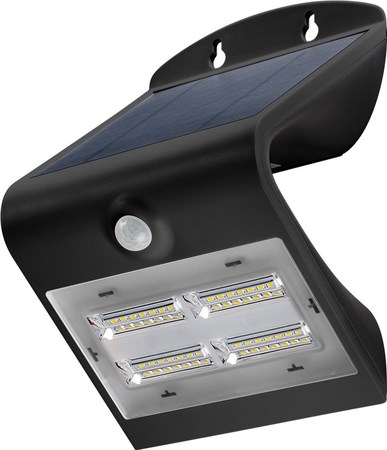 Image principale du produit Applique solaire 400 lumens noire 3,2W avec détecteur