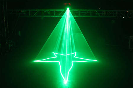 Un Affichage De Lumière Laser Vert Et Rose Est Affiché Dans Une