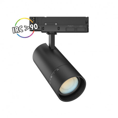 Image principale du produit Spot led sur rail 3 phases noir 10W 15W 20W CCT + Zoom 24 à 60°