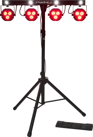 Image principale du produit STAGEBAR-II Algam Lighting – Set de projecteurs led PAR + Derby + Strobe + laser avec stand et housse