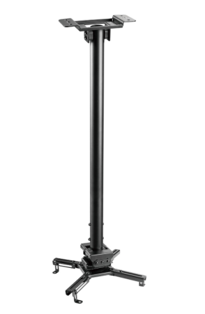 Image principale du produit Support plafond pour vidéoprojecteur, Orientable et inclinable, Hauteur réglable 70-117 cm, Coloris Noir