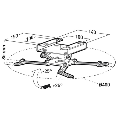 Image secondaire du produit Support universel de video projecteur avec attache pour tube et structure de 50mm