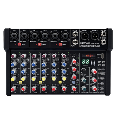 Image principale du produit TM 62 BU-DSP Definitive audio - Table de mixage 9 canaux - Effet, lecteur USB et bluetooth