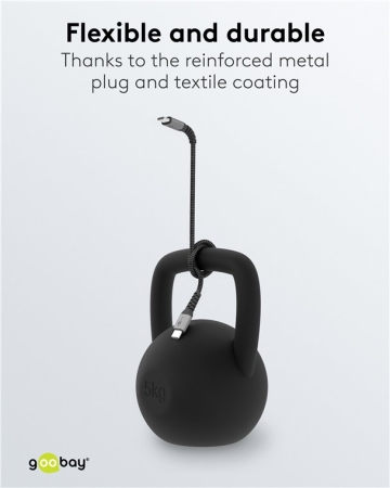 Image nº4 du produit USBC-USBC Goobay Câble USB-C vers USB-C Textile 1m – Charge Rapide 60W avec Connecteurs Métalliques