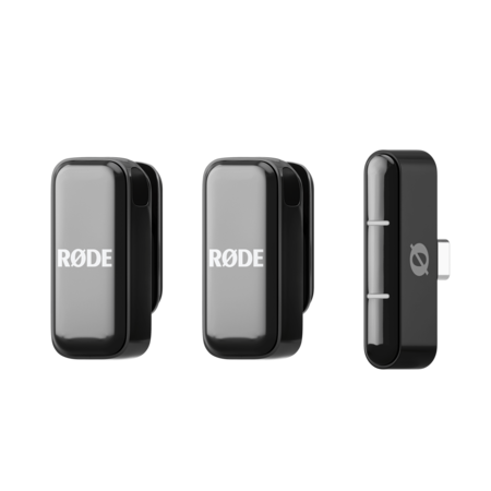 Image principale du produit Wireless micro C Rode - Système de micro pour téléphone 2 micros noirs + 1 récepteur USB-C