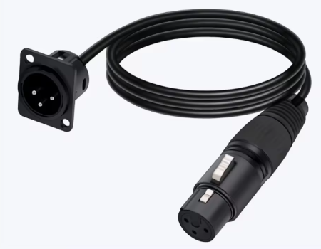 Image principale du produit Patch avec embase XLR mâle 3 broches vers fiche femelle pré-cablé longueur 1m50
