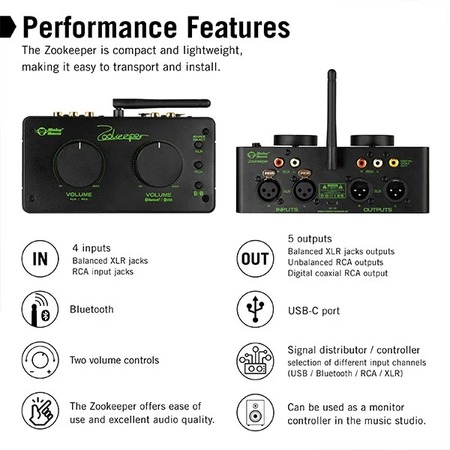 Image nº3 du produit ZOOKEEPER Monkey Banana - Système de contrôle audio symétrique avec entrées USB bluetooth rca et XLR.